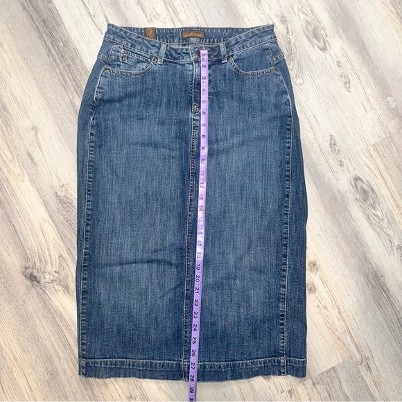 💝Wrangler Aura for Women Midi Denim Skirt Back Slit Size 6 x 32 - Picture 6 of 10